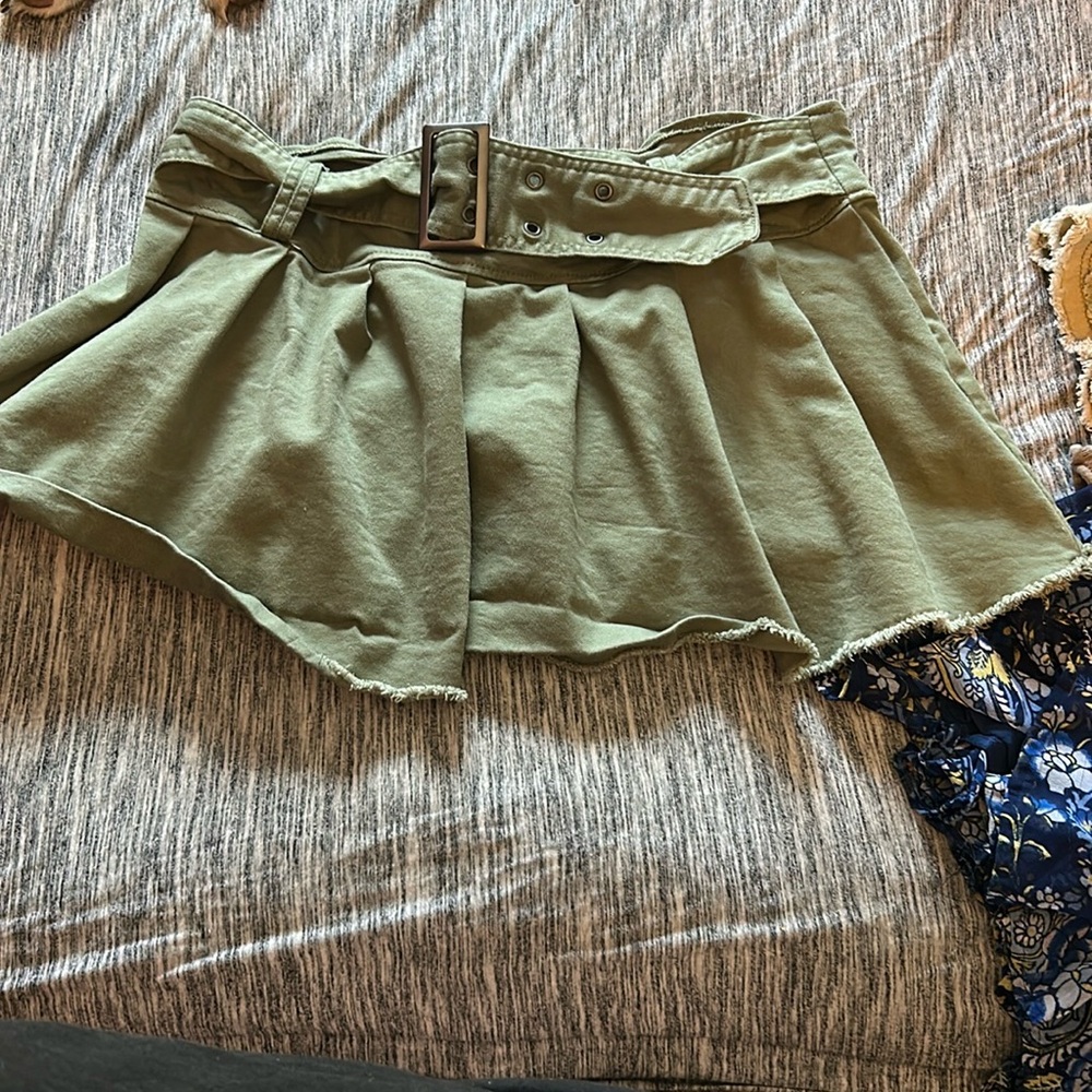 No Boundaries Olive Green Mini Skirt